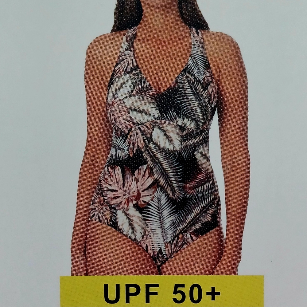 NWT's Hurley WL Black/Pink One Piece Swimsuit Tropical Print Wide Cross Back